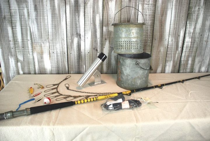 how to make a fishing pole light fixture , lighting, repurposing upcycling, I gathered my supplies