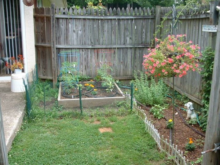 patio fence coverup, fences, patio, Before a small veggie garden and grass