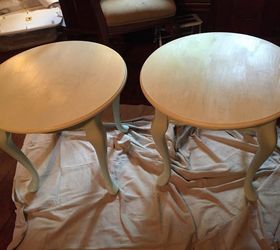 pair of queen ann dahlia stained end tables, painted furniture