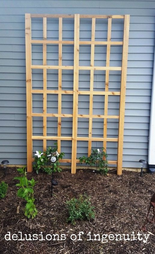 17 ways to build a gorgeous garden trellis, Put up a standing wood grid for tall climbers