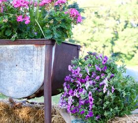 wash tub planter garden junk, bathroom ideas, container gardening, gardening, repurposing upcycling