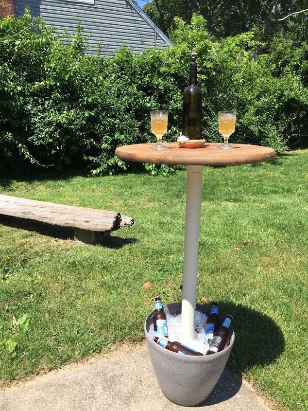 outdoor drink pedestal table, outdoor furniture, painted furniture, woodworking projects