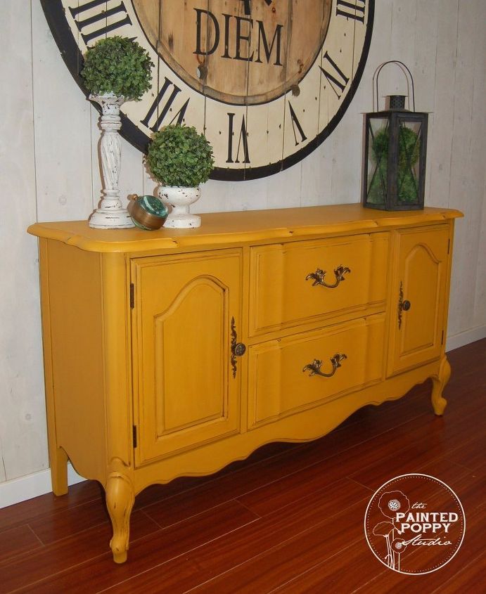 french provincial in fresh mustard, painted furniture