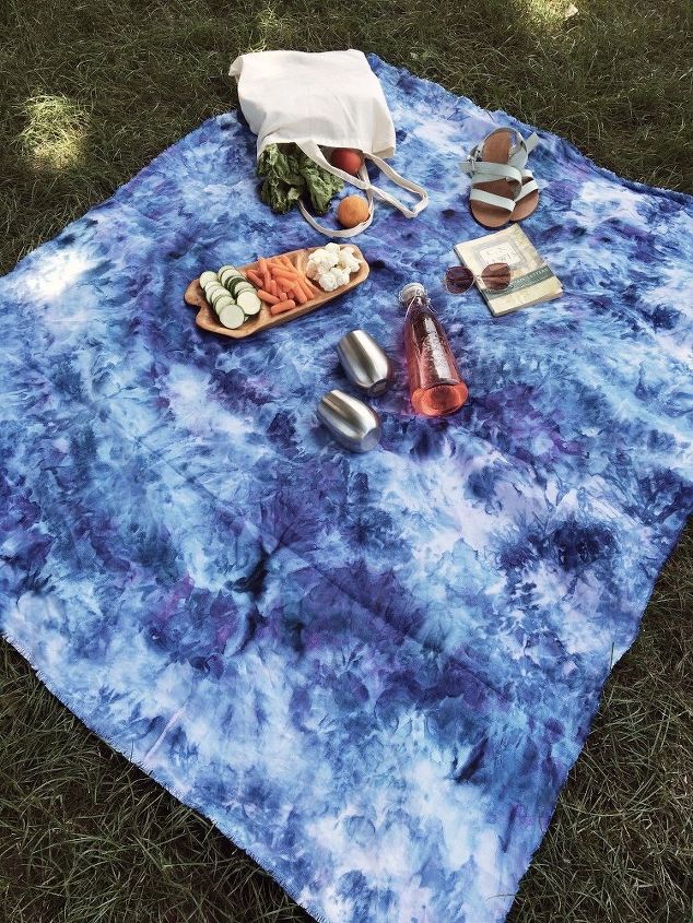 ice dyed linen beach picnic blanket, crafts, how to, outdoor living, reupholster