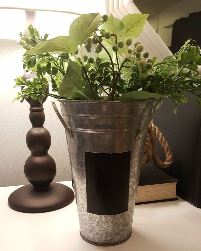 an old galvanized vase gets a diy rustic look, chalkboard paint, crafts, rustic furniture