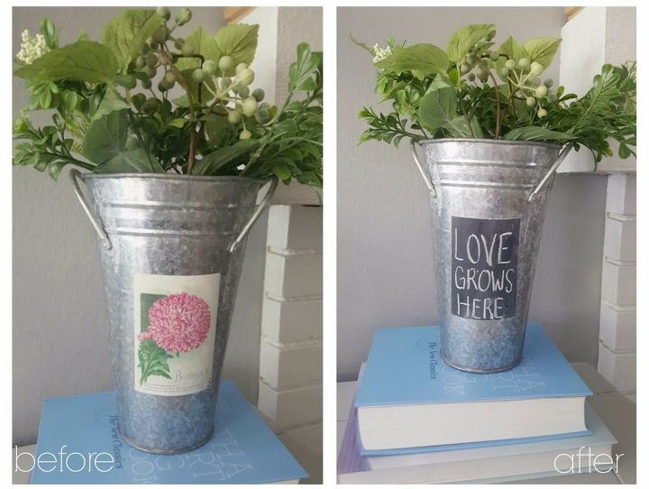 an old galvanized vase gets a diy rustic look, chalkboard paint, crafts, rustic furniture