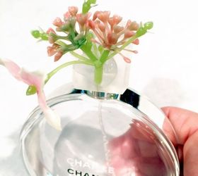 diy perfume bottle flower arrangements, container gardening, crafts, gardening, repurpose household items