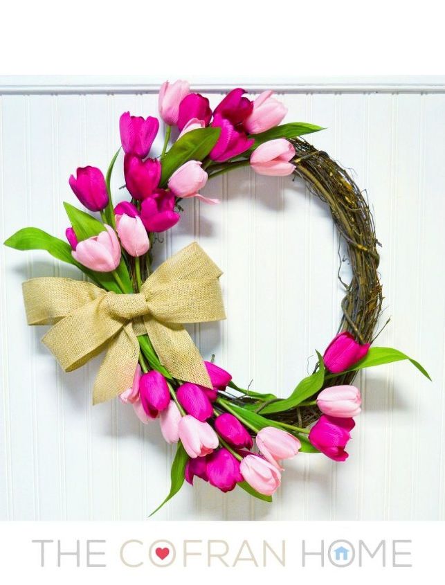diy tulip wreath, crafts, flowers, how to, wreaths