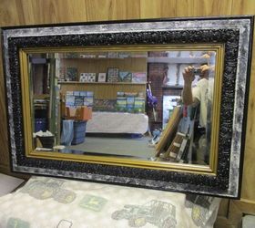 upcycled beveled glass mirror with a wood frame , home decor, wall decor