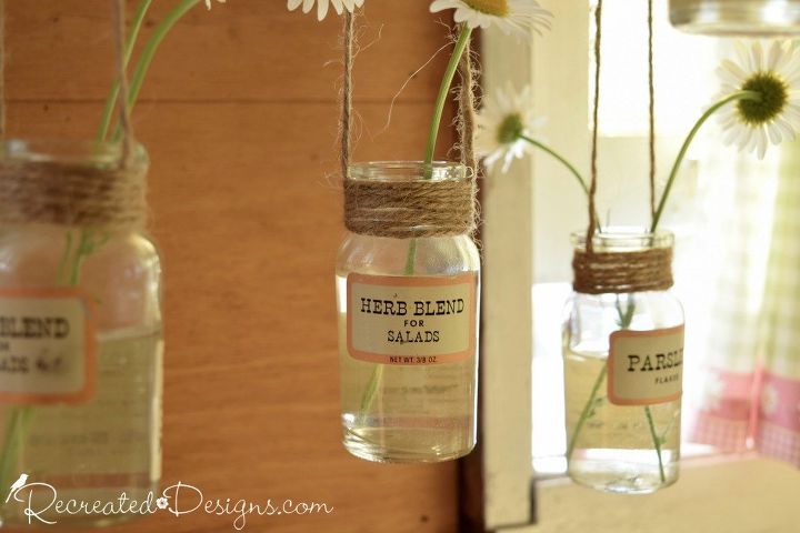 vintage spice bottle vases, container gardening, crafts, gardening, repurposing upcycling