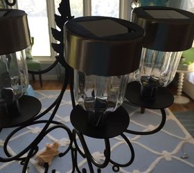 my take on another solar chandelier , go green, how to, lighting, Metal grabbed on to the lights