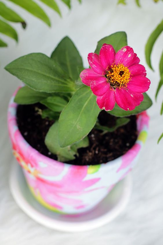 monogrammed summer pots, crafts, decoupage, outdoor living