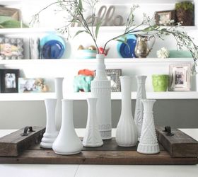 thrifted vases turn milk vase centerpiece, crafts, repurposing upcycling