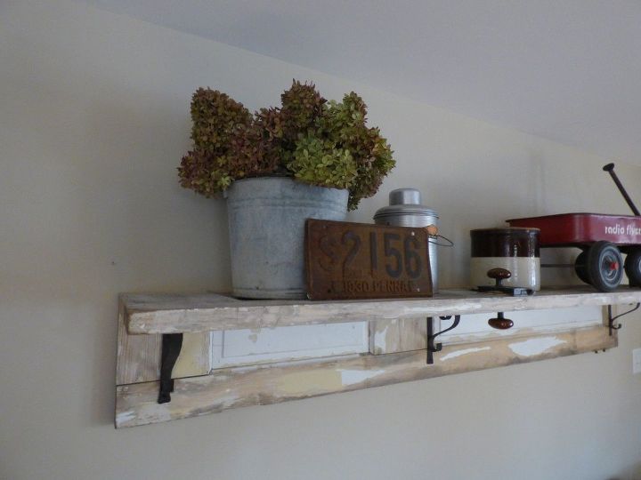 a shelf made from an old farmhouse door, doors, repurposing upcycling, shelving ideas, woodworking projects