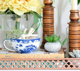 diy mini sea urchin vases and eclectic tray vignette, flowers, gardening, succulents