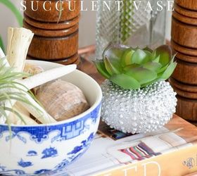 diy mini sea urchin vases and eclectic tray vignette, flowers, gardening, succulents
