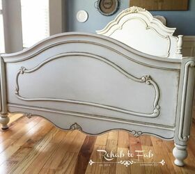 beautiful french style bed antiqued with general finishes glaze, painted furniture, rustic furniture