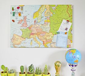 upcycled map magnetic board and travel themed pins, crafts, repurposing upcycling