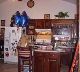 a craigslist kitchen redo, diy, kitchen cabinets, kitchen design, kitchen island, painting, Pine cabinets and peeling formica Before