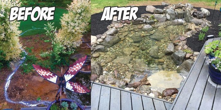 out with the old pond in with the new before after , outdoor living, ponds water features