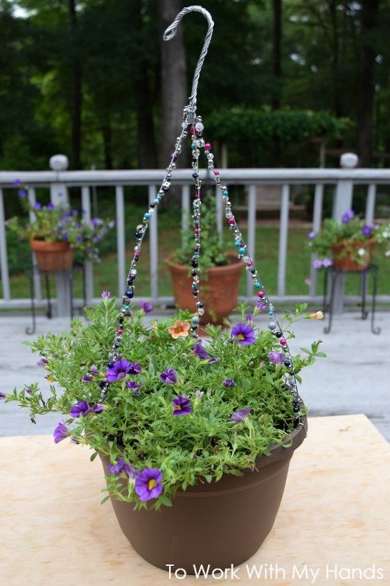 Diy Beaded Hanging Basket Hometalk Diy Beaded Hanging Basket Container Gardening Crafts