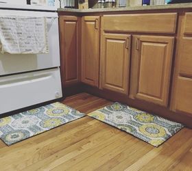 upgrade cheap rugs with shower curtains