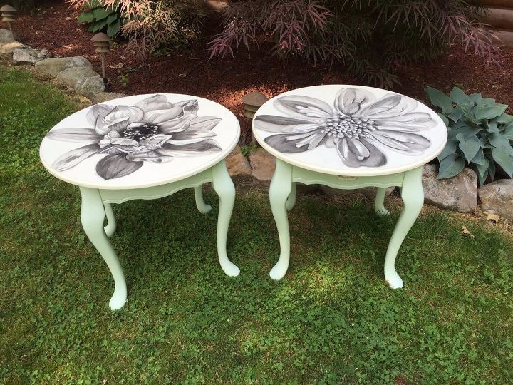 finished pair of queen ann magnolia tables, painted furniture