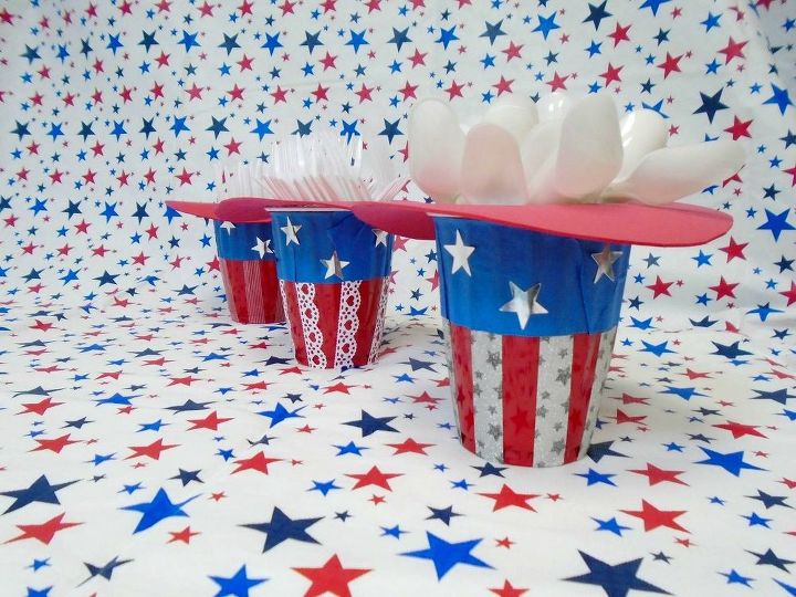 s 13 july 4th decorations that will blow your bbq guests away, crafts, outdoor living, seasonal holiday decor, Craft these festive plasticware holders