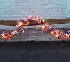 s 13 july 4th decorations that will blow your bbq guests away, crafts, outdoor living, seasonal holiday decor, Tie red white blue mesh on string lights