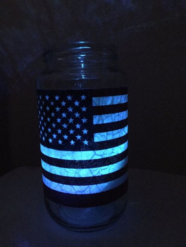 easy 4th of july patriotic glass jar craft with so many uses , crafts, home decor, patriotic decor ideas, repurposing upcycling, seasonal holiday decor