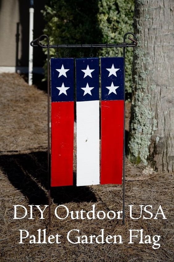 diy outdoor usa pallet garden flag, crafts, pallet, patriotic decor ideas, seasonal holiday decor