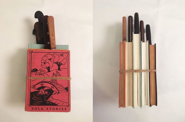 repurposed book knife block