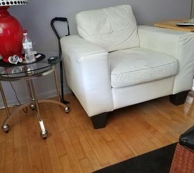 q what can i do to give my old white leather chair new life , cleaning tips, furniture cleaning, reupholster, its a very comfortable chair but can t clean anymore looks yellow and worn
