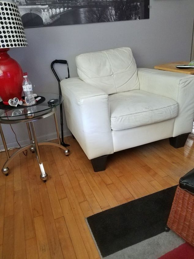q what can i do to give my old white leather chair new life , cleaning tips, furniture cleaning, reupholster, its a very comfortable chair but can t clean anymore looks yellow and worn