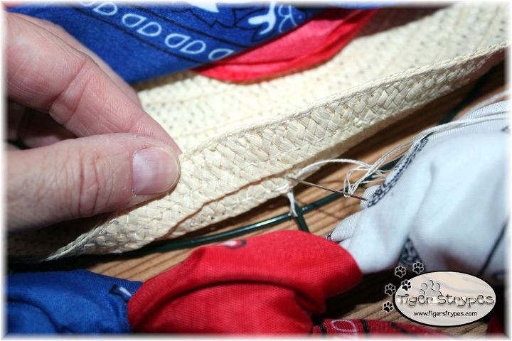 make a bandana flag wreath, crafts, patriotic decor ideas, repurposing upcycling, wreaths