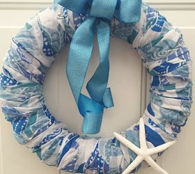 coastal scarf wreath, crafts, how to, wreaths
