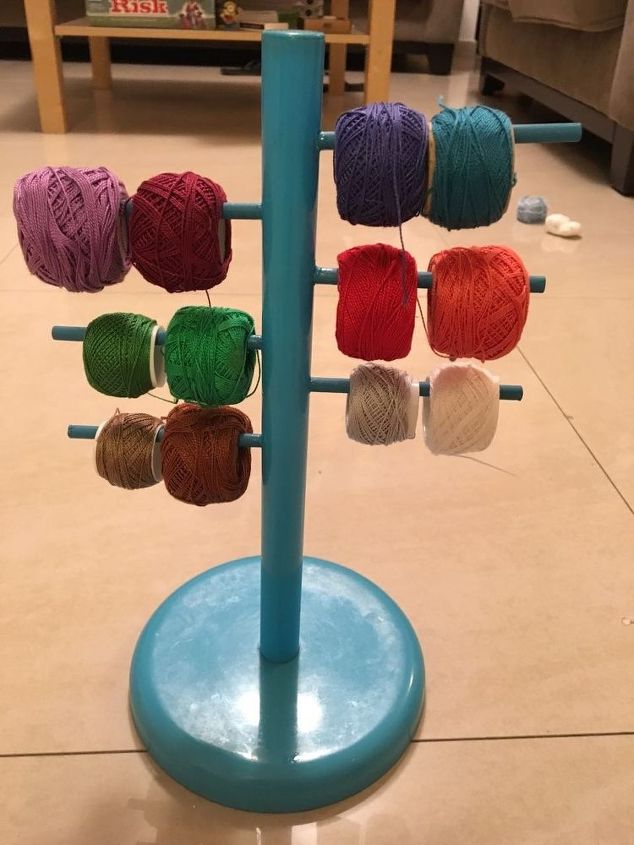 Ikea Hack Paper Towel Holder Turned Into A Crochet Thread