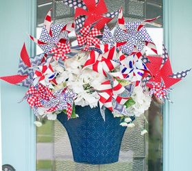 pinwheel door decoration , crafts, doors, patriotic decor ideas, seasonal holiday decor