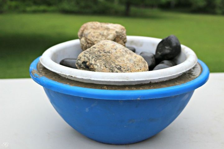 diy tabletop fire bowl, concrete masonry, outdoor living
