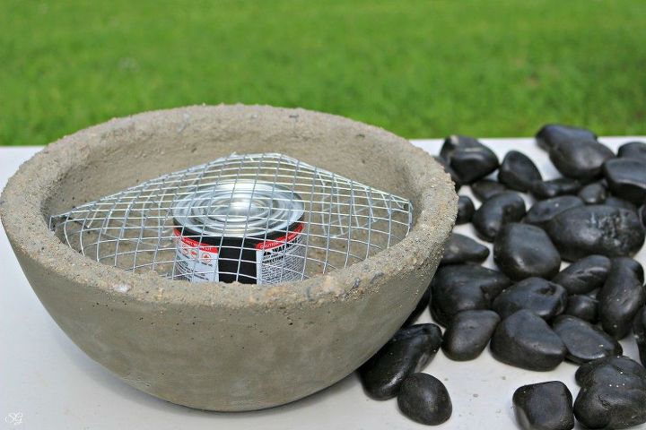 diy tabletop fire bowl, concrete masonry, outdoor living