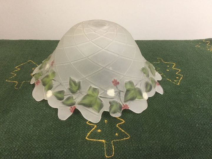 q another use for glass lamp shade, repurpose unique pieces, repurposing upcycling, This is a reverse painted glass shade with 2 hole in the top