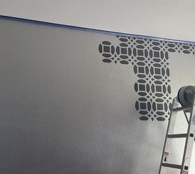 master bedroom stencil accent wall