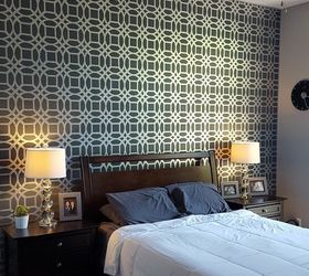 master bedroom stencil accent wall