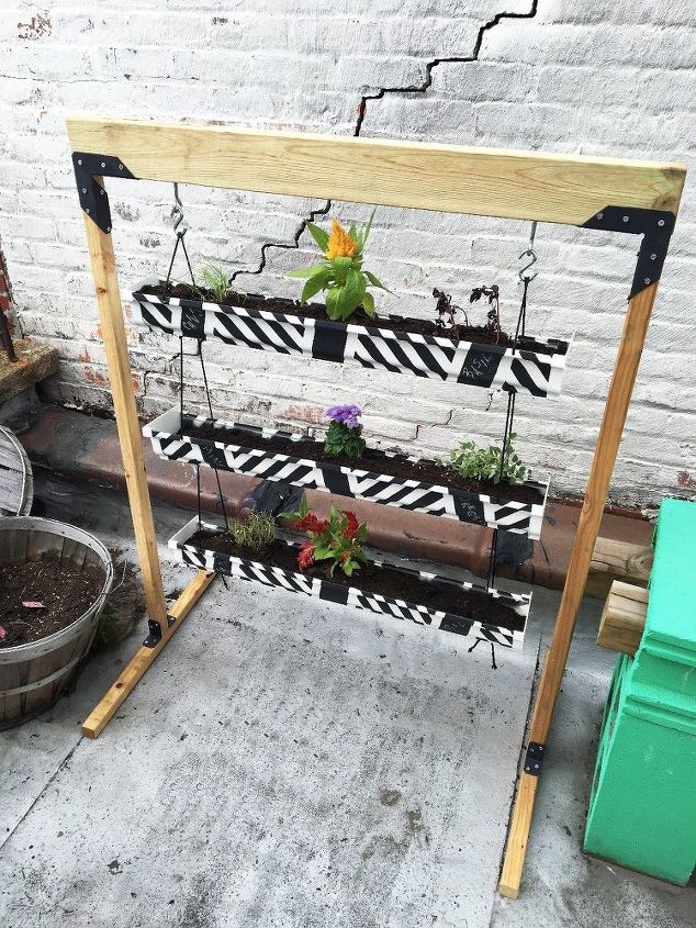 vertical herb garden planter from a gutter, chalk paint, chalkboard paint, gardening, outdoor living, painting, woodworking projects