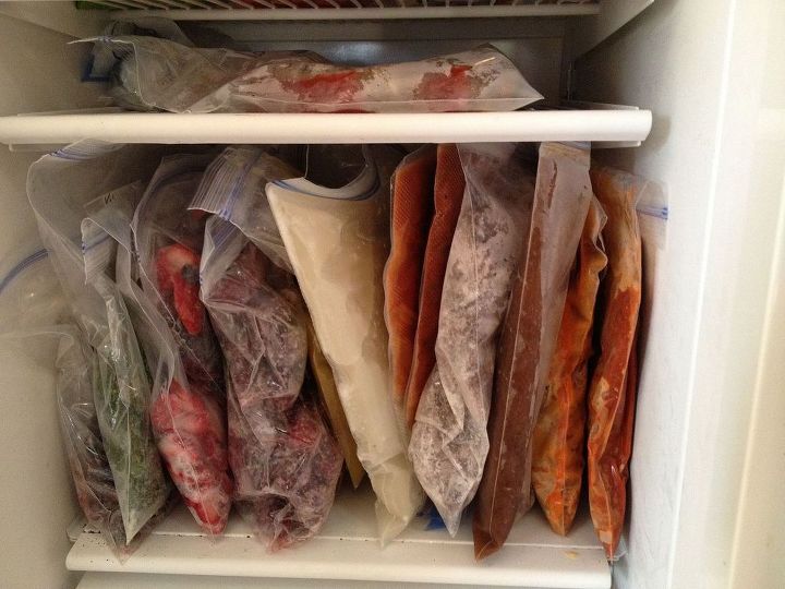 s want an organized fridge try this today , appliances, organizing, Store soup liquid in flattened plastic bags