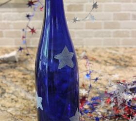 4th of july wine bottle centerpiece, crafts, patriotic decor ideas, repurposing upcycling, seasonal holiday decor