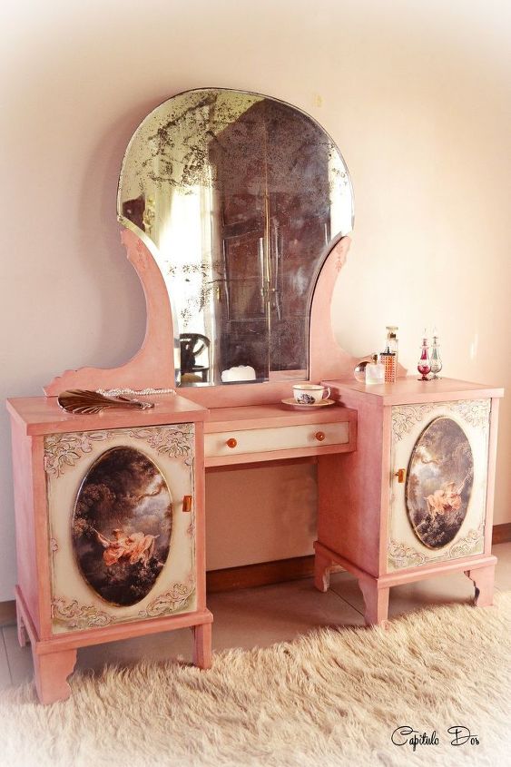 a romantic vanity dresser, bedroom ideas, painted furniture, painting wood furniture, shabby chic