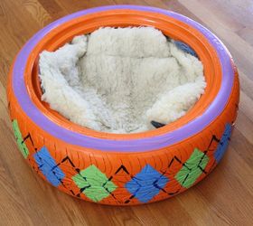 upcycled rubber tire pet bed, painted furniture, pets, pets animals, repurposing upcycling