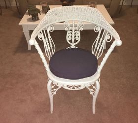 q antique white wicker armchair, furniture id, painted furniture