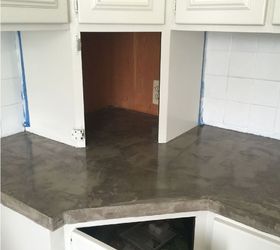 changing up an orange formica countertop with concrete